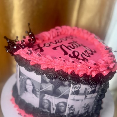 8” Zodiac Sign Picture Heart Cake With Crown