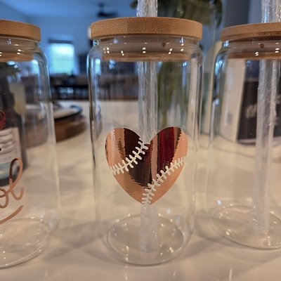 Glass Cup(pink Shiny Baseball)