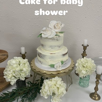 Cake -  Vanilla Cake - 2 Tier - 2 Layer 8 Inch - 2 Layer 6 Inch - Vanilla Buttercream 