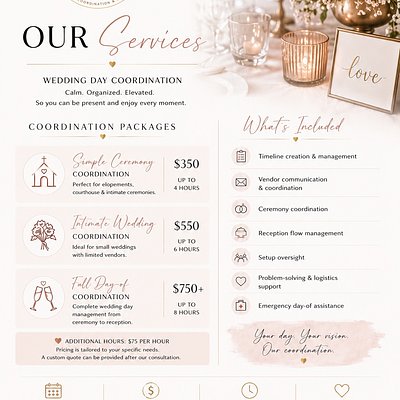 Luxe Wedding Day Coordination Services