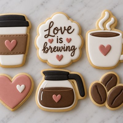 Love Is Brewing Sugar cookie, your design