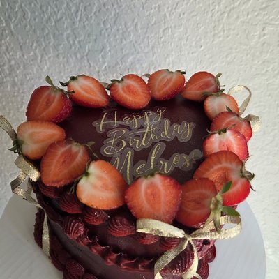 Heart Shaped, Topped With Fresh Strawberries 
