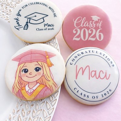 Graduation Cookie Set – Printed Design with Photo | Class of 2026 - $30 Per Dozen