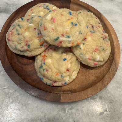 Dozen Funfetti White Chocolate Chip Cookies 