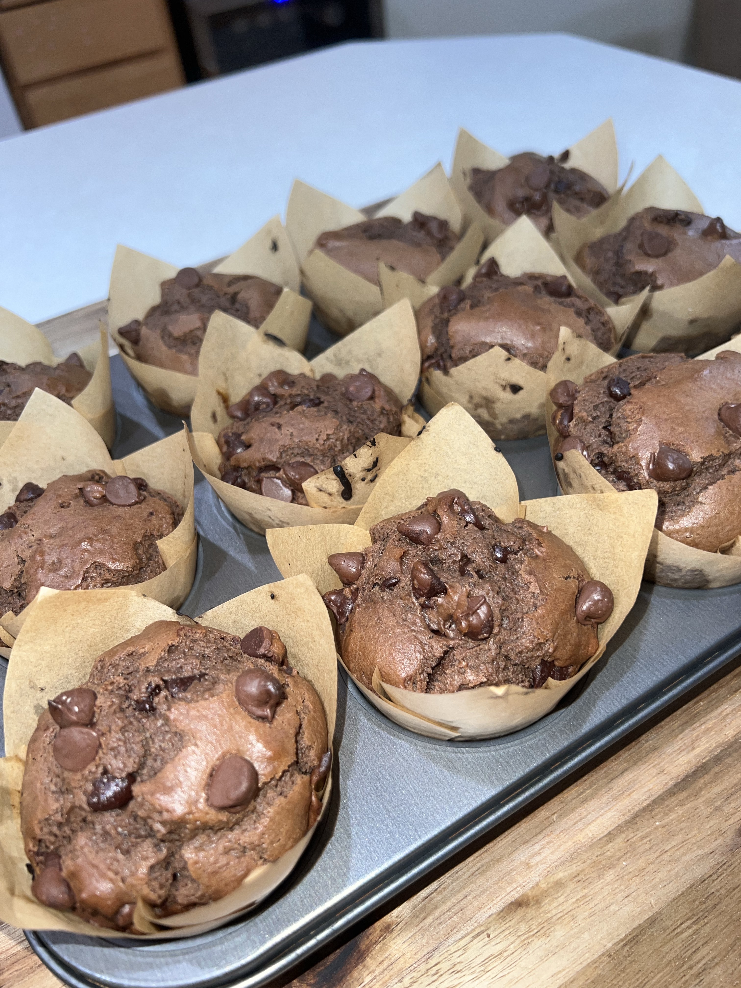 Dozen Double Chocolate Chip Sourdough Muffins