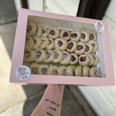Jam Filled Cookies With A Lemon Glaze