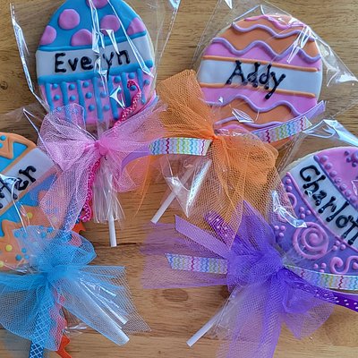 Personalized Easter Egg Cookies on a Stick