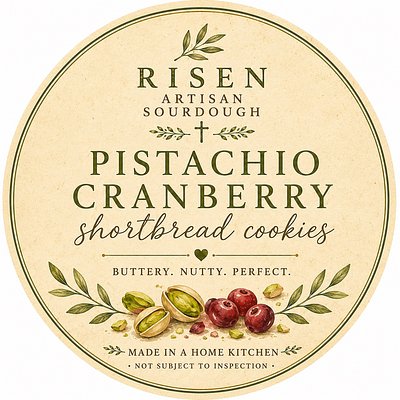 New! 🍒✨ Pistachio Cranberry Sourdough Shortbread Cookies 