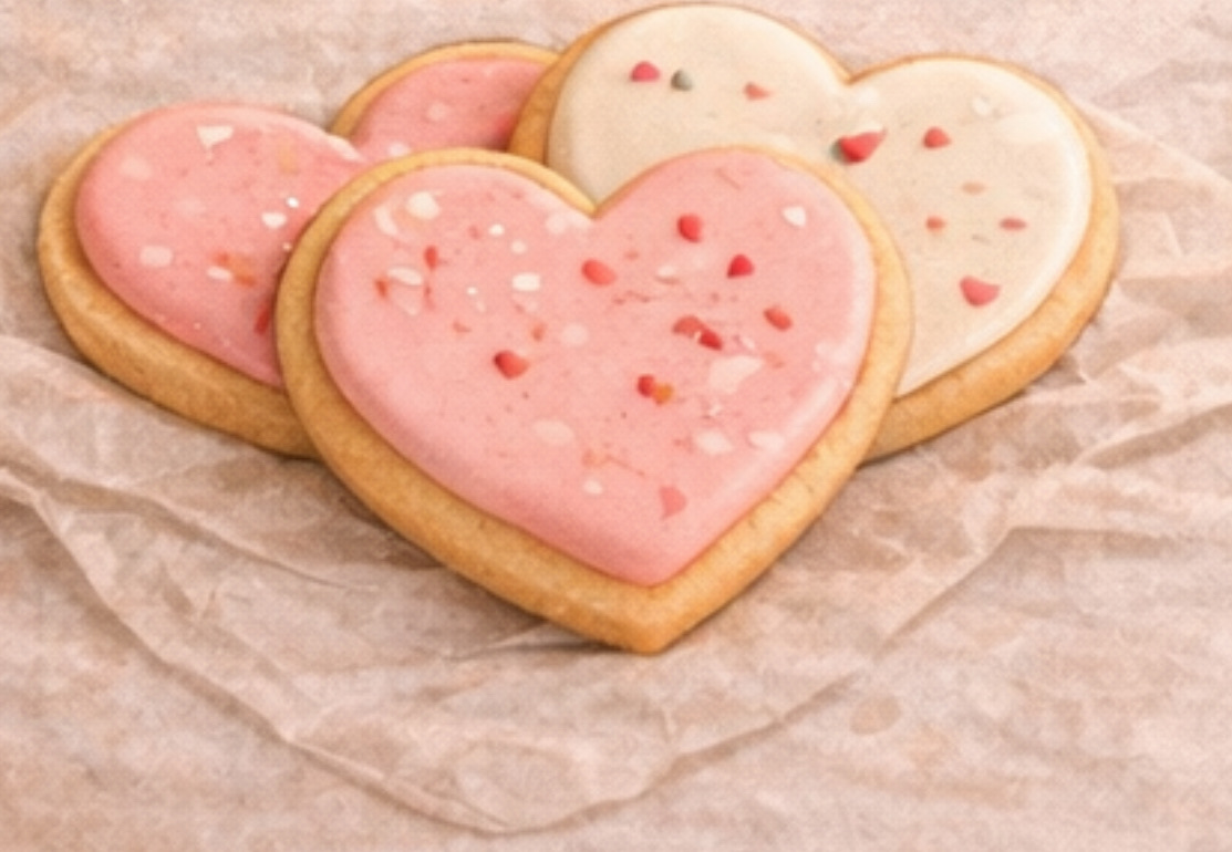 Valentines Special: 3 Heart Sugar Cookies 
