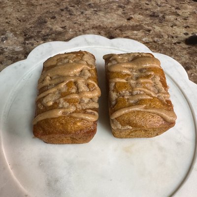 Mini Pumpkin Bread w/ Streusel & Maple Drizzle