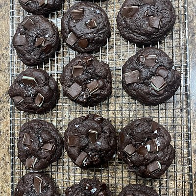 Double Chocolate Chip Sourdough Cookies (with or without Andes Mints)