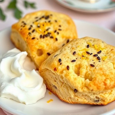 Lemon Poppy Seed Scones with Clotted Cream