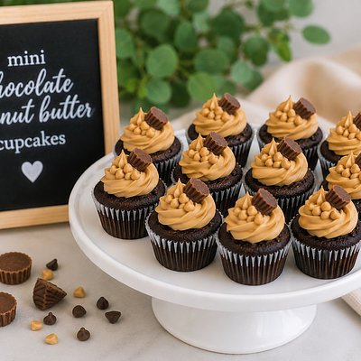 Mini Chocolate Peanut Butter Cupcakes 