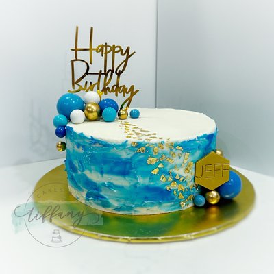 Round- 9”- 3 Layer- Simple Buttercream Design  
