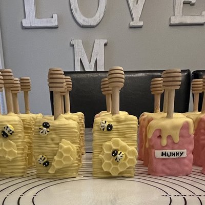 1 Dozen Dipped Rice Crispy Treats Simple Design (up to 2 Colors ) 