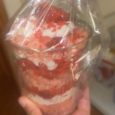 Strawberry shortcake cheesecake cup