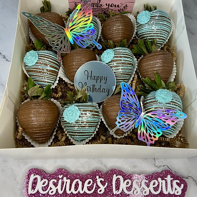 Birthday Strawberry Box (Foil Butterflies & Coin)