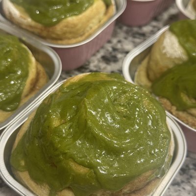 Double Matcha Sourdough Cinnamon Rolls 8in Pan