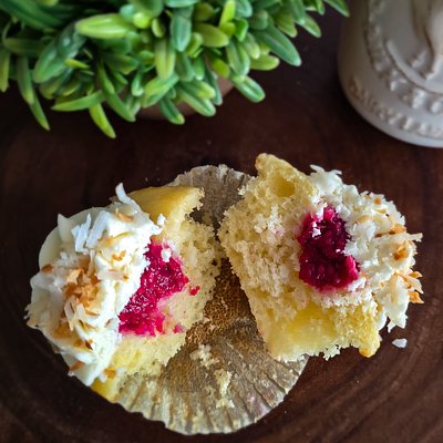 Raspberry Coconut Cupcakes 