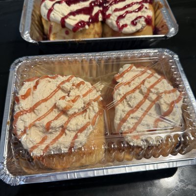 Four Peanut Butter & Jelly Cinnamon Rolls