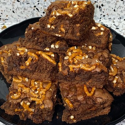 Salted Pretzel Caramel Brownies