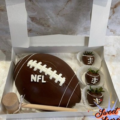 Edible Football Ball With Chocolate Covered Strawberries 