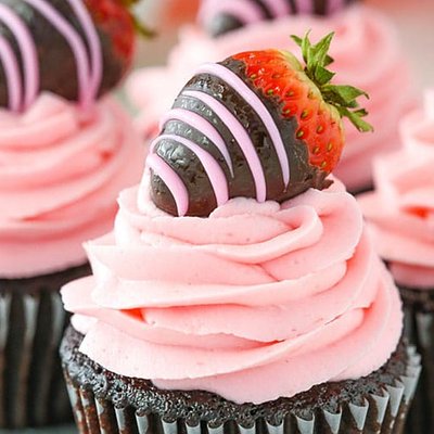 Dozen Chocolate Covered Strawberry Cupcakes 