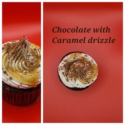 Chocolate W Caramel Drizzle Cupcake 