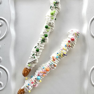 Dipped Caramel Swirl Pretzel Rods (Half Dozen)