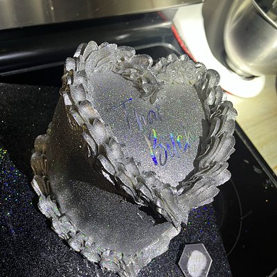 Mini Chrome Glitter Heart Cake