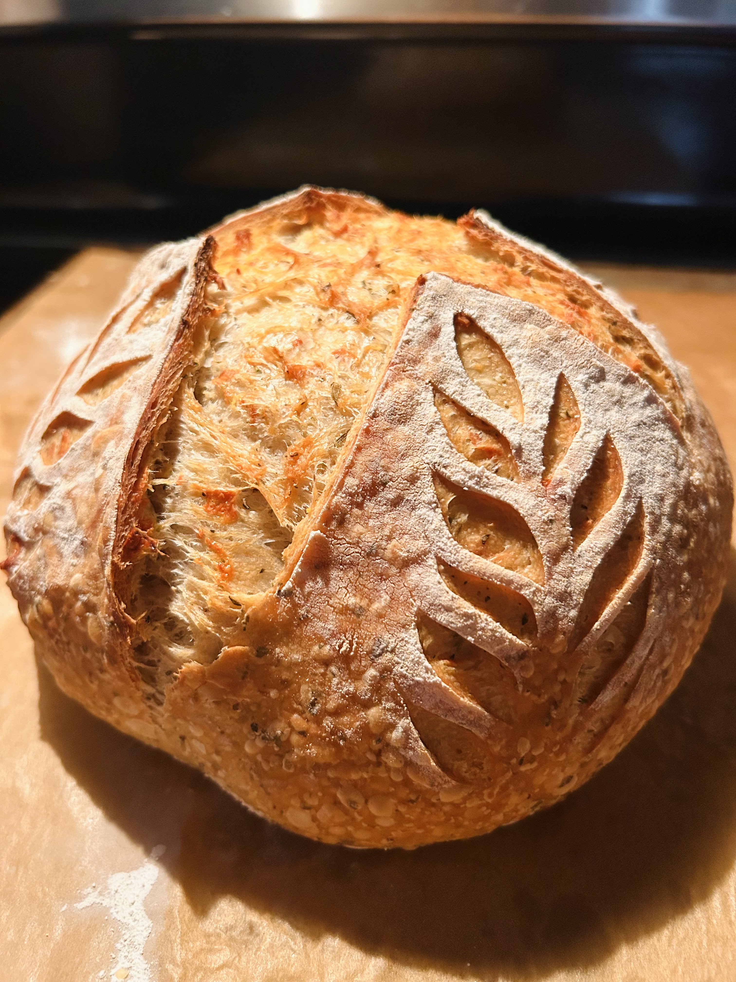 Italian Herb + Cheese Sourdough Bread