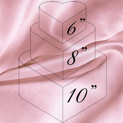 6”, 8” & 10” Heart Cakes (3 Layers Each Tier) Up To 50 Servings 