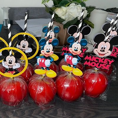 Candy Apples w/ Straw Stick + Toppers - 1 Dz