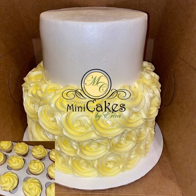 Small 2 Tiered Cake w/Cupcakes