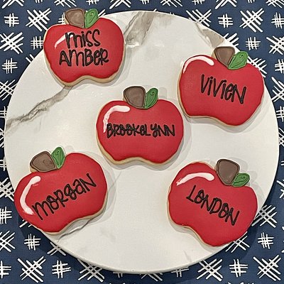 Personalized Decorated “Apple” Sugar Cookie