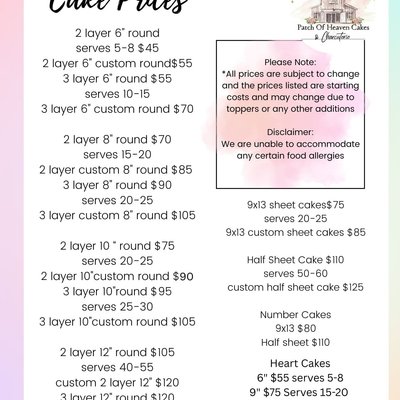 Round, Heart, and Sheet Cakes