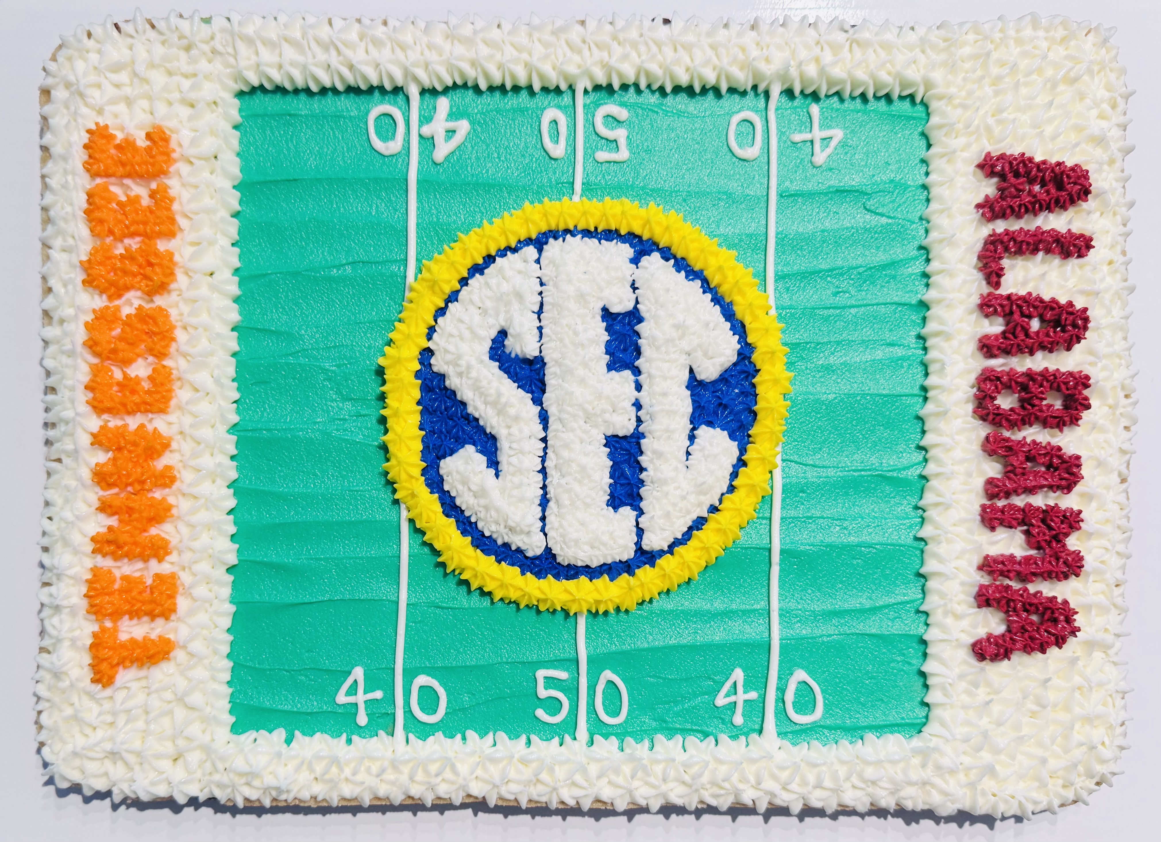 Quarter Sheet Tennessee/Alabama Chocolate Chip Cookie Cake With Buttercream Frosting