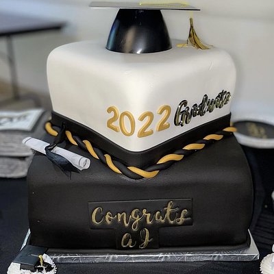 Two Tiered Fondant *Square Cake ~98 Servings