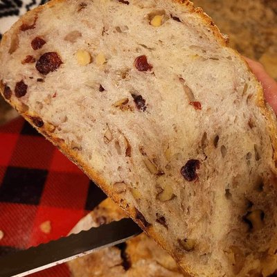 Sourdough Cranberry Walnut Artisan Bread 