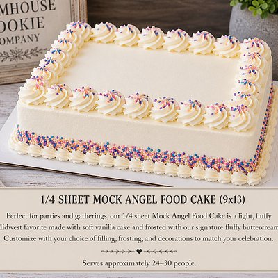 1/4 Sheet Mock Angel Food Cake (9×13)