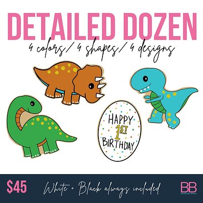 Detailed Dozen - 4 colors / 4 shapes / 4 designs