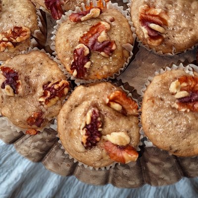 Sourdough banana nut muffins
