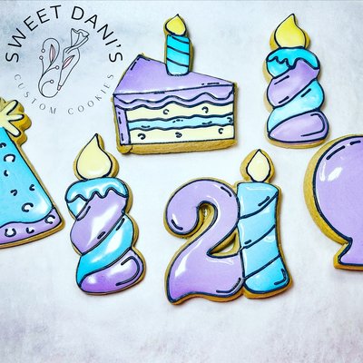 Birthday Decorated Vanilla Sugar Cookies