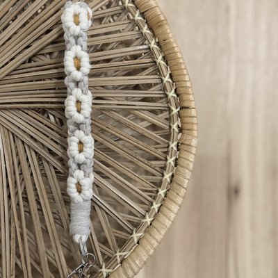 DAISY | Macrame Keychain Wristlet, Light Gray