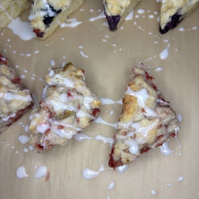Raspberry Sourdough Scones