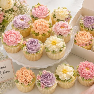 Dozen Floral Cupcakes 