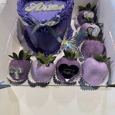 2 Six Inch Cake Layers With  6-8 Strawberries 