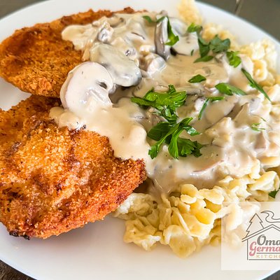 Jägerschnitzel with Spätzle and Mushroom Gravy (serves 6-8)