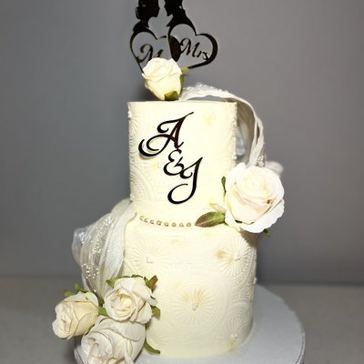 2 Tiered Buttercream Cakes 8 and 10 by 6 Inch High 