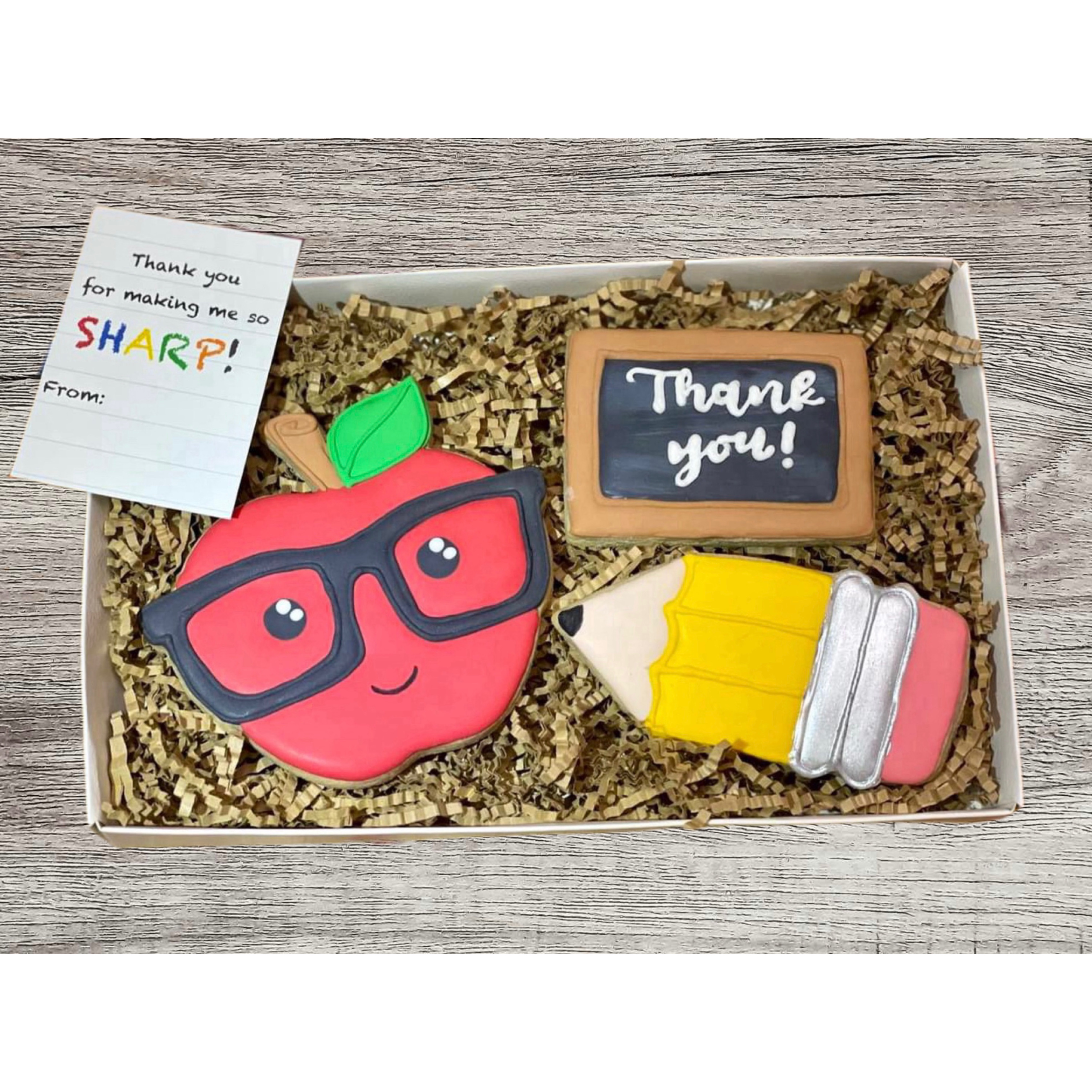3 Cookie Set (Apple, Pencil, And Chalkboard)